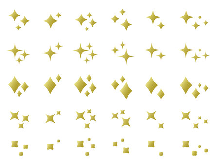 Twinkle star icon set. Gold gradient.のイラスト素材