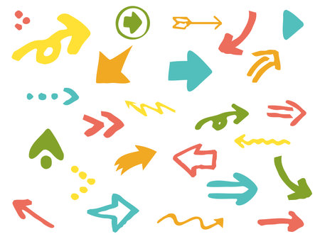 Simple hand-drawn arrow icon set.のイラスト素材