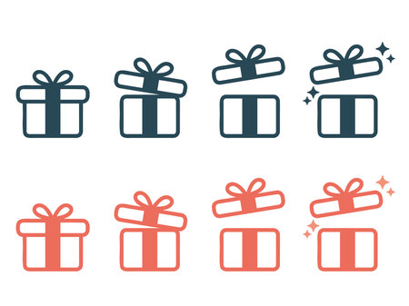 Gift box icon set. Flat design style. Vector illustration.のイラスト素材