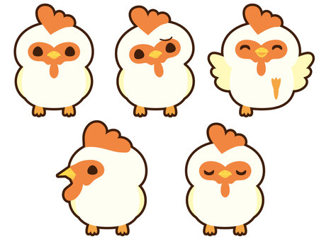 A set of simple and cute chicken illustrations.のイラスト素材