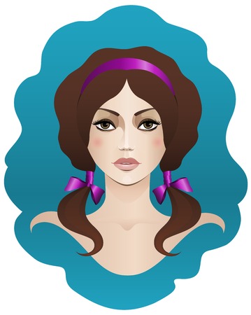 Vector illustration of brown-haired with brown eyesのイラスト素材