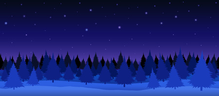 Seamless illustration of Night winter forestのイラスト素材