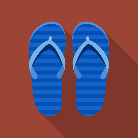 Vector illustration. Icon square shape of striped flip-flop in flat designのイラスト素材