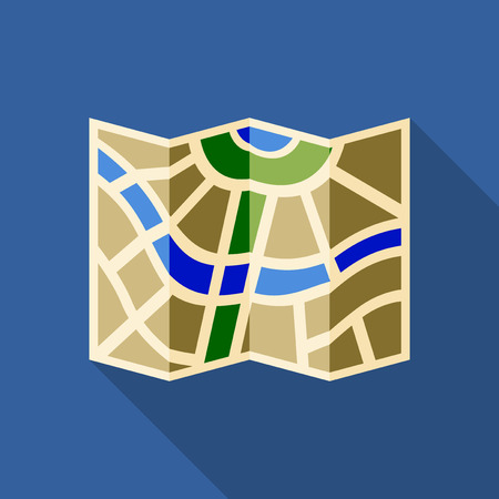 Vector illustration. Icon square shape of city map in flat designのイラスト素材