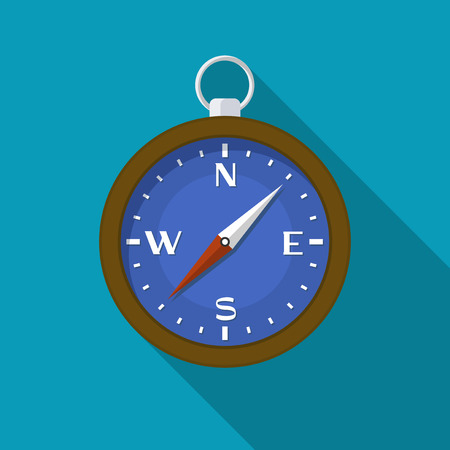 Vector illustration. Icon square shape of compass in flat designのイラスト素材