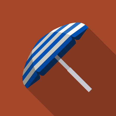 Vector illustration. Icon square shape of striped beach umbrella in flat designのイラスト素材