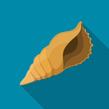 Vector illustration. Icon square shape of spiral seashell in flat designのイラスト素材