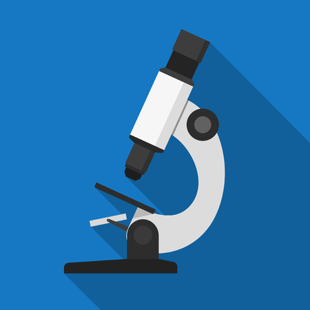 Vector illustration. Icon square shape of microscope in flat designのイラスト素材