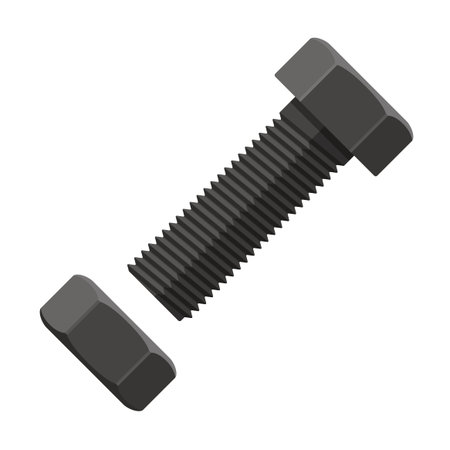 illustration. Bolt with fastening nut in flat design isolated on white backgroundのイラスト素材