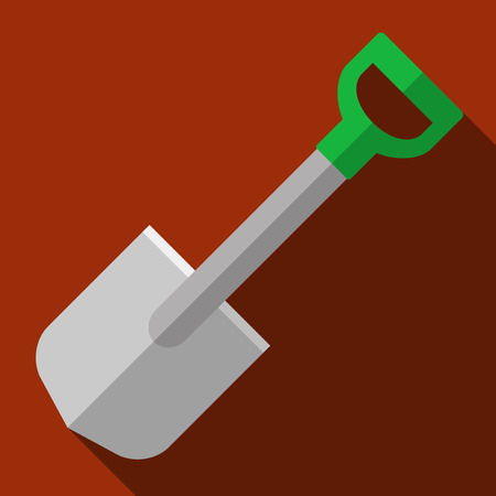 Vector illustration. Icon of toy shovel in flat design with shadow effectのイラスト素材