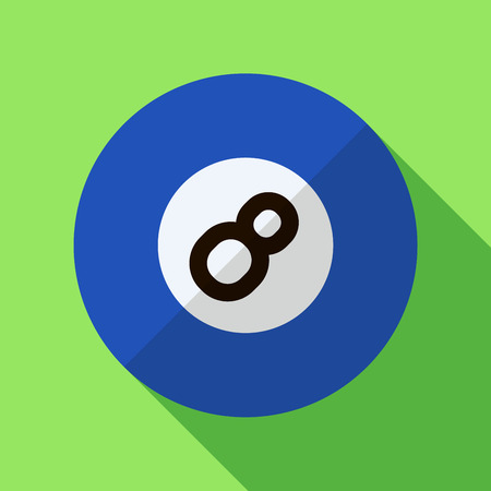Vector illustration. Icon of toy blue billiard ball in flat design with shadow effectのイラスト素材