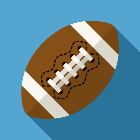 Vector illustration. Icon of toy leather American football ball in flat design with shadow effectのイラスト素材