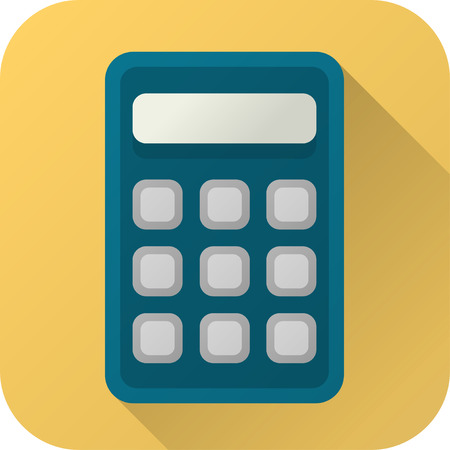 illustration. Square shape icon in flat design. Toy calculator in simple design with long shadow.のイラスト素材