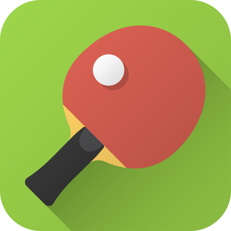 illustration. Toy racket table tennis in flat design with long shadow. Square shape icon in simple design.のイラスト素材
