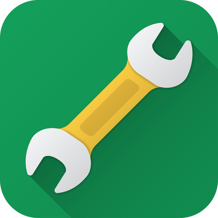 Vector illustration. Toy wrench in flat design with long shadow. Square shape icon in simple design.のイラスト素材