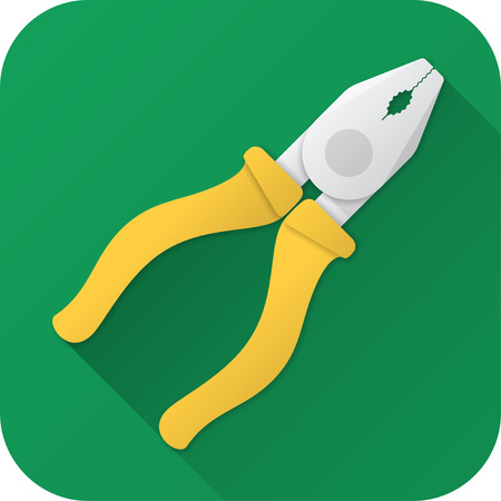 Vector illustration. Toy pliers in flat design with long shadow. Square shape icon in simple design.のイラスト素材