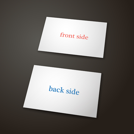 Vector illustration. Business card template in white color on a black background. Two side. Perspective view. Blank mockup for your projectsのイラスト素材