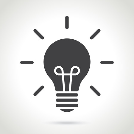 Vector illustration. Silhouette of light bulb isolated on white background. Design element for your stickers, card, posters, emblems, web design, icons. Template or pattern of light bulbのイラスト素材