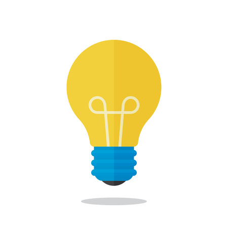 Vector illustration. Flat light bulb isolated on white background. Design element for your stickers, card, posters, emblems, web design, iconsのイラスト素材