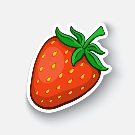Cartoon sticker with sweet strawberryのイラスト素材