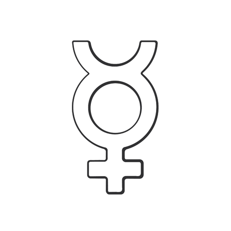 Vector illustration. Hand drawn doodle with transgender Mercury symbol. Gender pictogram. Cartoon sketch. Decoration for greeting cards, posters, emblemsのイラスト素材