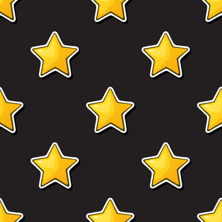 Vector illustration. Seamless pattern. Golden stars on black  background. Decoration for gift paper, prints for clothes, textiles, wallpapersのイラスト素材