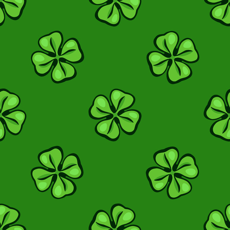 Vector illustration. Seamless pattern. Green clover leafs up and down. Good luck symbol. Saint Patrick's Day symbol. Decoration for gift paper, prints for clothes, textiles, wallpapersのイラスト素材