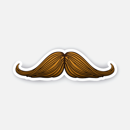 Vector illustration. Hipsters mustache. Mens face fashion. Sticker in cartoon style with contour. Decoration for greeting cards, patches, prints for clothes, badges, posters, emblemsのイラスト素材