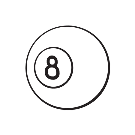 Vector illustration. Hand drawn doodle of billiard ball number eight. Sports equipment. Cartoon sketch. Decoration for greeting cards, posters, emblems, wallpapersのイラスト素材