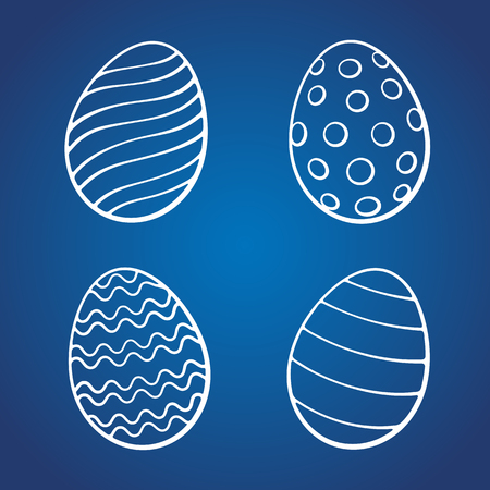 Hand drawn set of doodles of Easter eggs. Cartoon sketch. Decoration for greeting cards, posters, emblems, wallpapersのイラスト素材