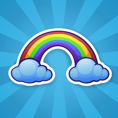 Sticker rainbow with two cloudsのイラスト素材