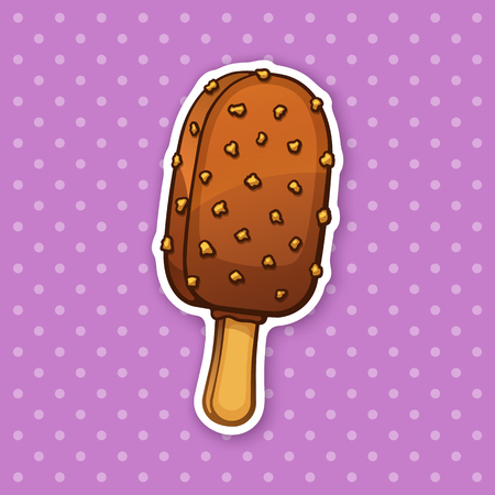 Sticker ice cream choc-ice with nutsのイラスト素材