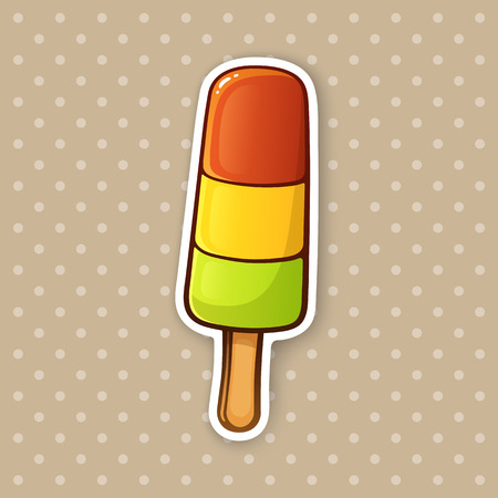Sticker colored ice cream fruit ice lollyのイラスト素材