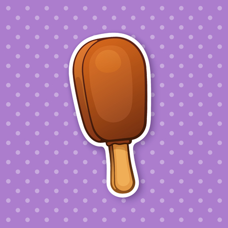 Sticker ice cream ice lolly with chocolate glazeのイラスト素材