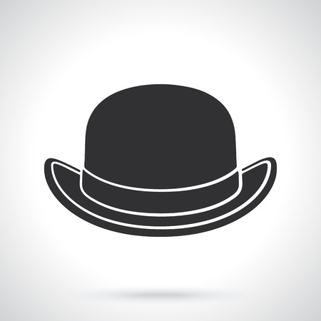 Vector illustration. Silhouette of retro bowler hat front view. Vintage elegant hat. Patterns elements for greeting cards, wallpapers.のイラスト素材