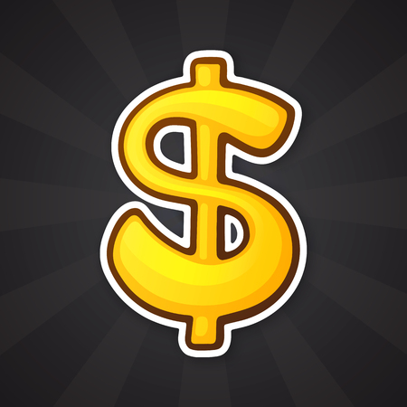 Golden dollar sign with one vertical line.のイラスト素材