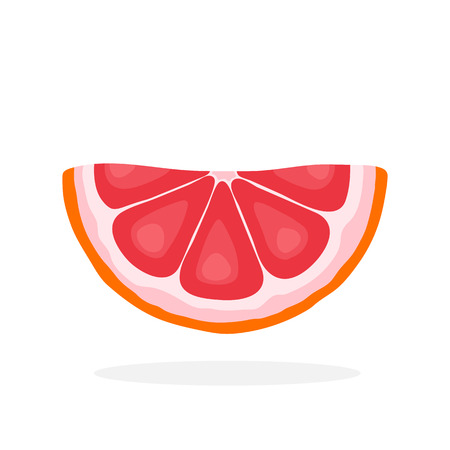 Vector illustration in flat style. Half grapefruit slices. Healthy vegetarian food. Citrus fruits. Decoration for greeting cards, prints for clothes, posters, menusのイラスト素材