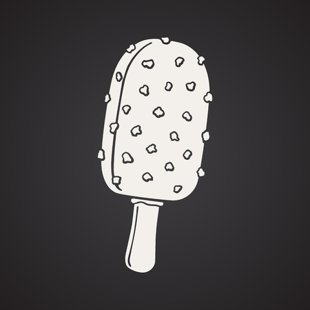 Vector illustration. Silhouette of ice cream choc-ice with nuts. Decoration for menus, signboards, showcases, greeting cards, posters, wallpapersのイラスト素材