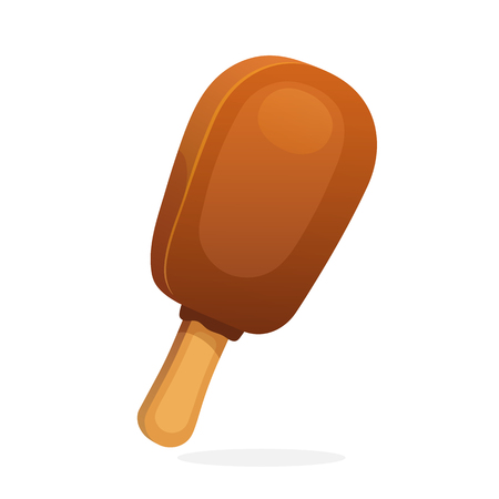 Vector illustration in cartoon style. Ice cream choc-ice. Ice cream ice lolly with chocolate glaze. Decoration for menus, signboards, showcases, prints for clothes, posters, wallpapersのイラスト素材