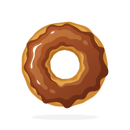 Vector illustration in cartoon style. Donut with chocolate glaze. Decoration for menus, signboards, showcases, prints for clothes, posters, wallpapersのイラスト素材