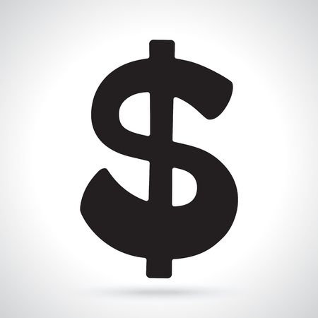Vector illustration. Silhouette of dollar sign with one vertical line. The symbol of world currencies. Decoration for menus, signboards, showcases, posters, wallpapers and interfacesのイラスト素材