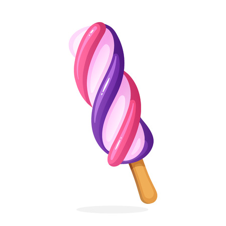 Vector illustration in cartoon style. Colored spiral Popsicle ice lolly. Decoration for menus, signboards, showcases, prints for clothes, posters, wallpapersのイラスト素材