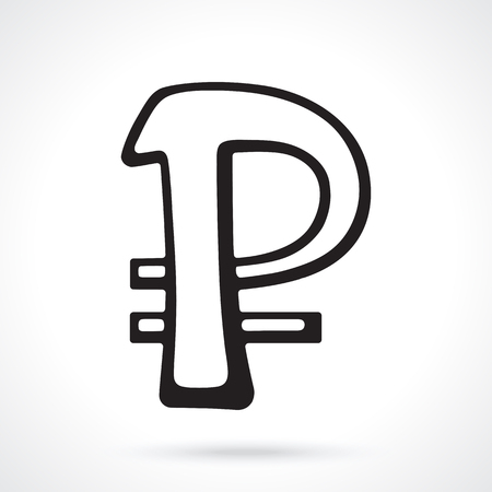 Silhouette of Russian ruble signのイラスト素材