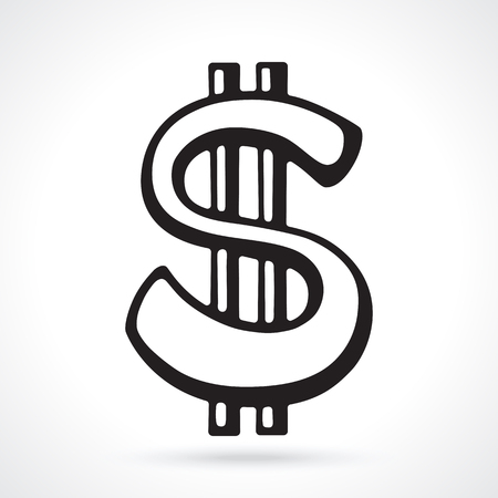 Silhouette of American dollar sign with two vertical linesのイラスト素材