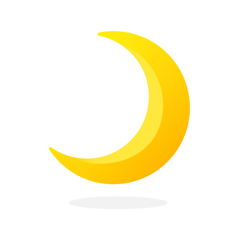 Cute crescent isolated on white background. Half moon. Vector illustration in flat style. Weather symbolのイラスト素材