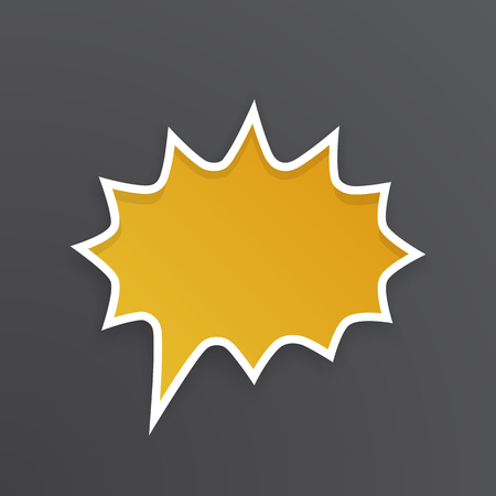 Vector illustration. Orange comic speech bubble for scream at rounded barbed shape with white contour. Empty shape in flat style for chat dialogs. Isolated on black backgroundのイラスト素材