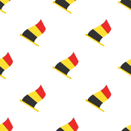 Vector illustration. Seamless pattern with flags of Belgium on flagstaff on white backgroundのイラスト素材