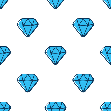 Vector illustration. Seamless pattern with blue diamonds with contour on white backgroundのイラスト素材