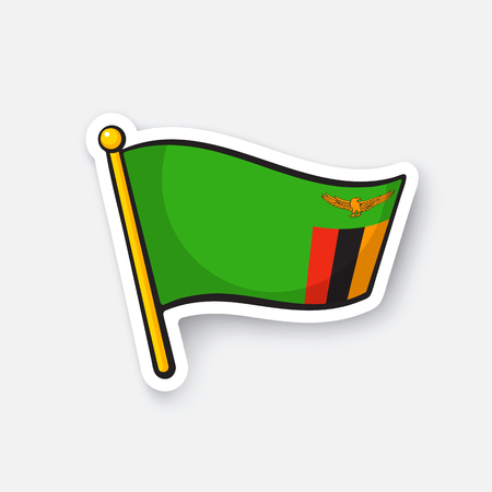 Sticker national flag of Zambiaのイラスト素材