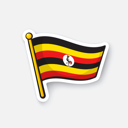 Sticker national flag of Ugandaのイラスト素材